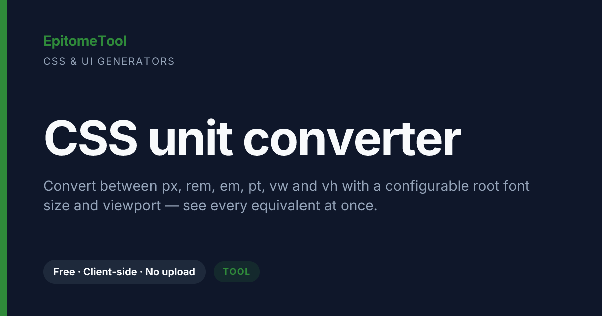 CSS unit converter — EpitomeTool