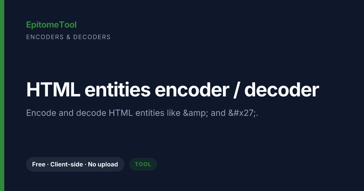 Dicoding Html HTML entities encoder / decoder — EpitomeTool