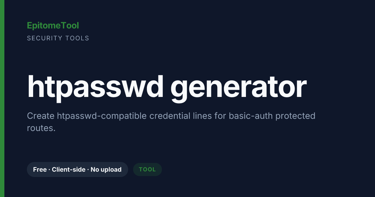 htpasswd generator — EpitomeTool