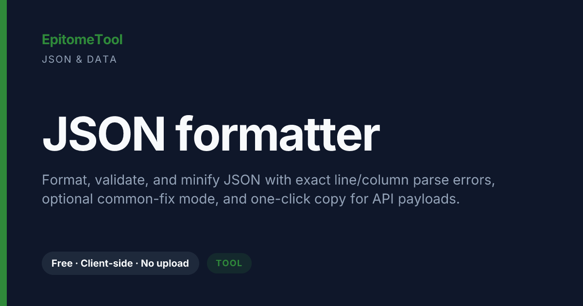 JSON formatter — EpitomeTool