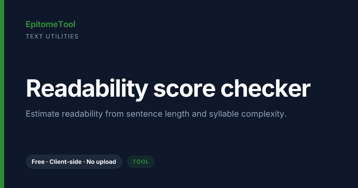 Readability score checker — EpitomeTool